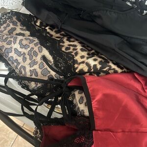 Luxurious Red and Black Lace Pajama Set